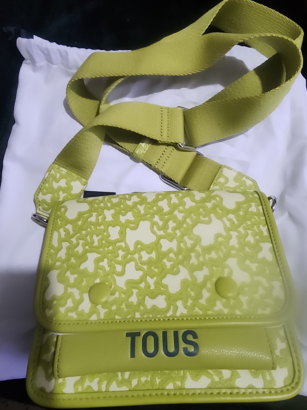 TOUS Kaos Bag Lime Green Patterned Crossbody Shoulder Bag